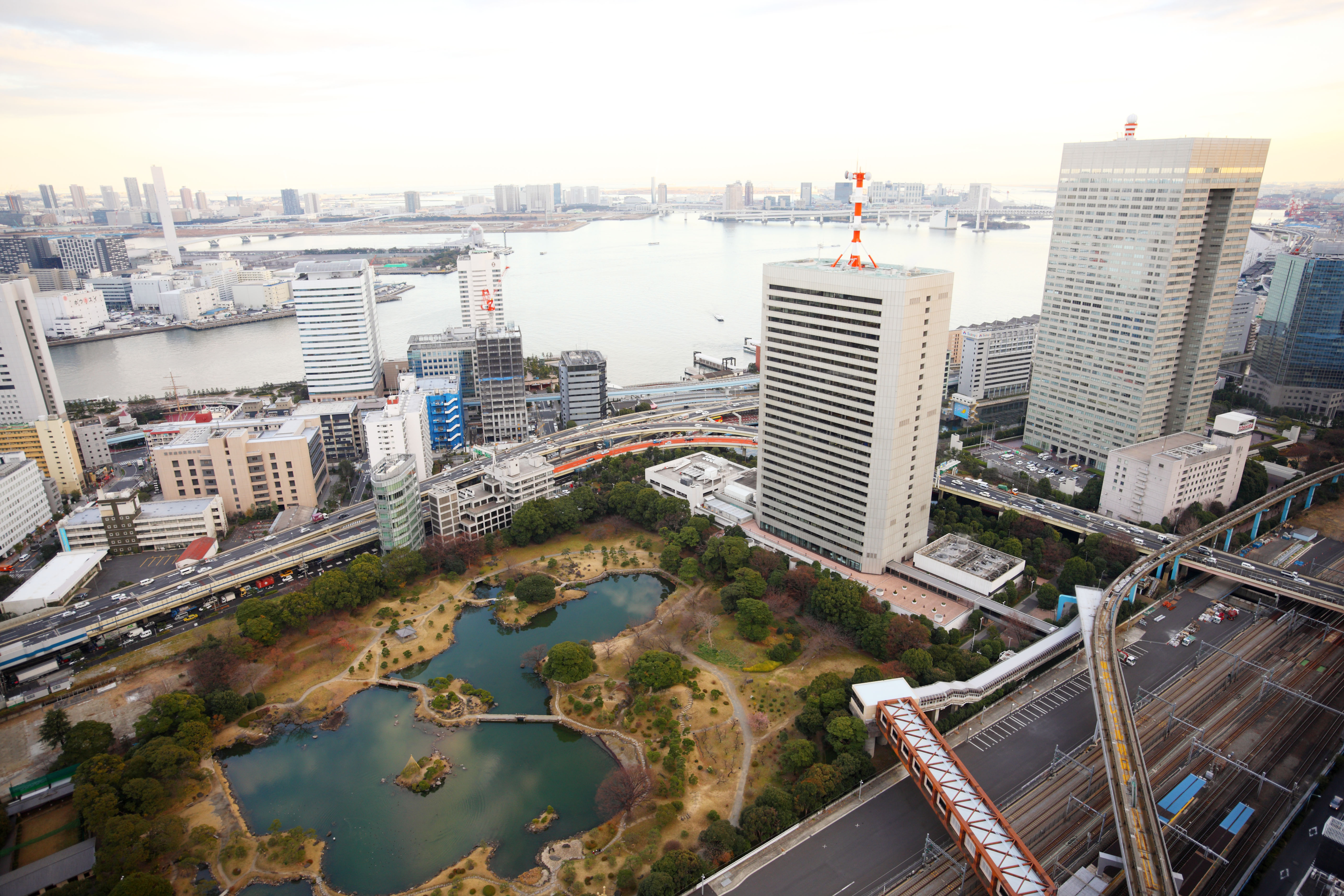 fotografia, material, livra, ajardine, imagine, proveja fotografia,Panorama de Tquio, construindo, A rea de centro da cidade, Uma relva velha vila imperial jardim de presente real, Toyosu