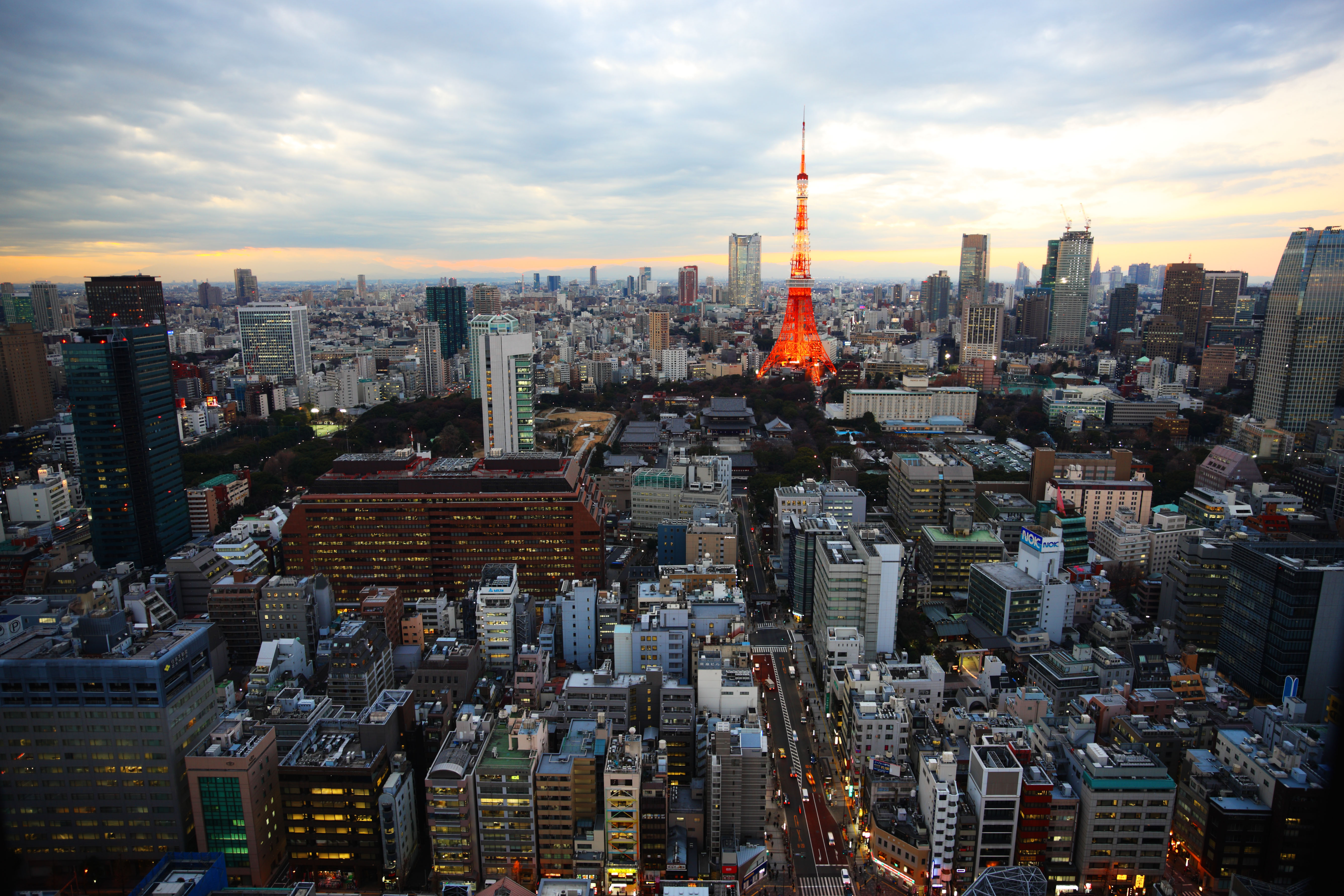 fotografia, materiale, libero il panorama, dipinga, fotografia di scorta,Tokio vista serale, costruendo, L'area del centro, Torre di Tokio, Toranomon