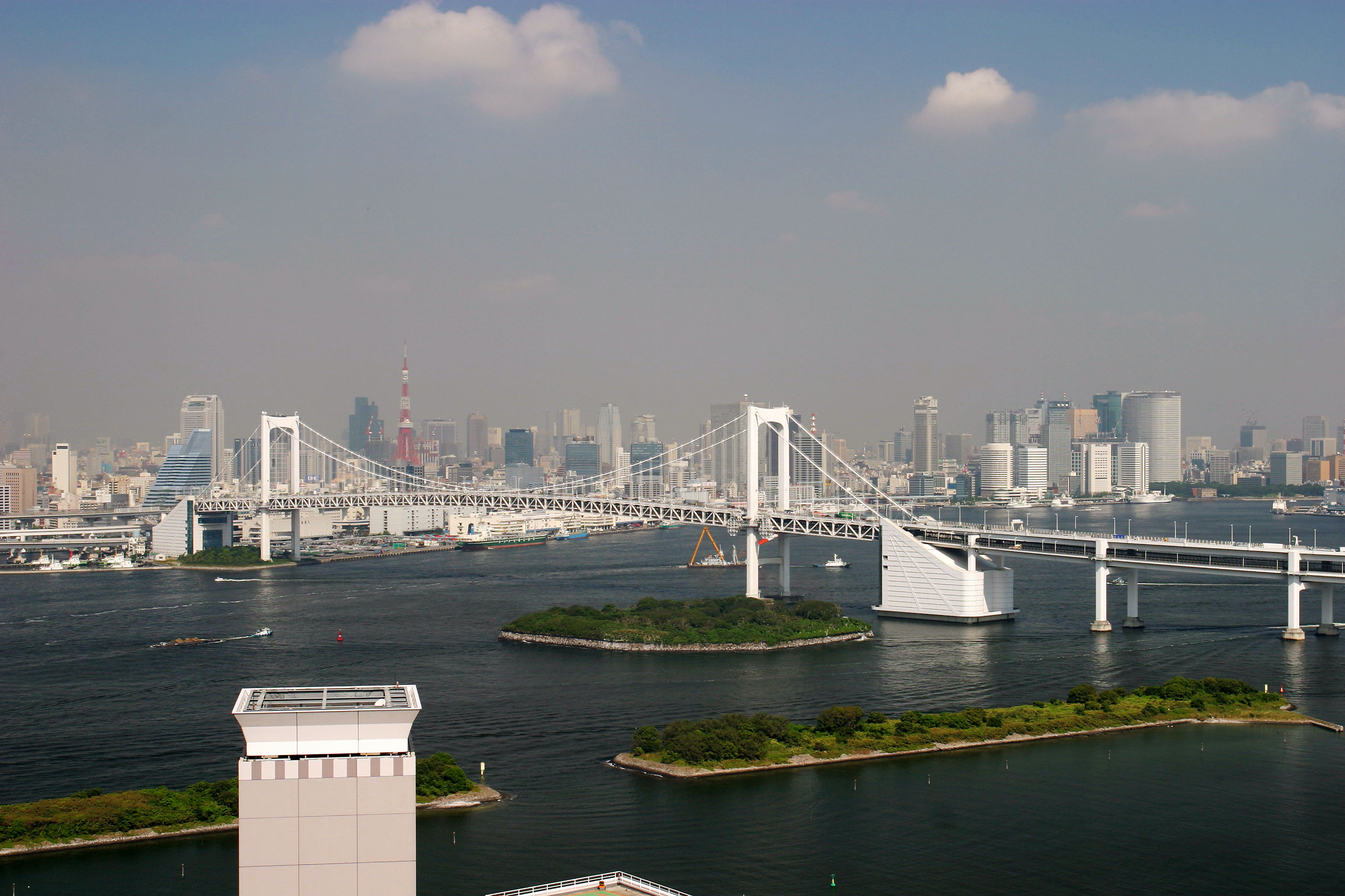 fotografia, materiale, libero il panorama, dipinga, fotografia di scorta,La Tokio vide da Odaiba, Ponte di arcobaleno, Torre di Tokio, costruendo, costa