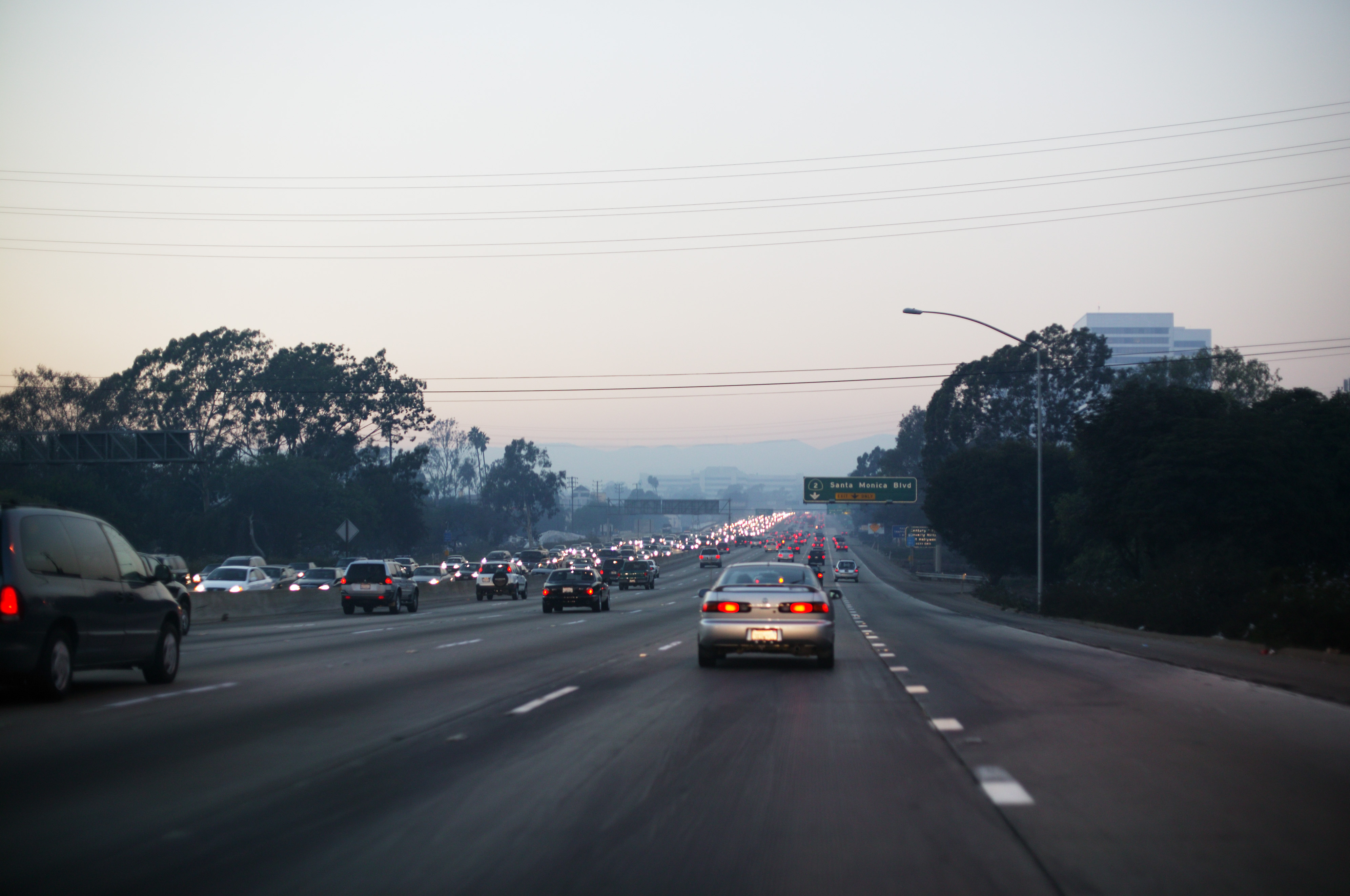 photo,material,free,landscape,picture,stock photo,Creative Commons,To Santa Monica, highway, car, , signboard