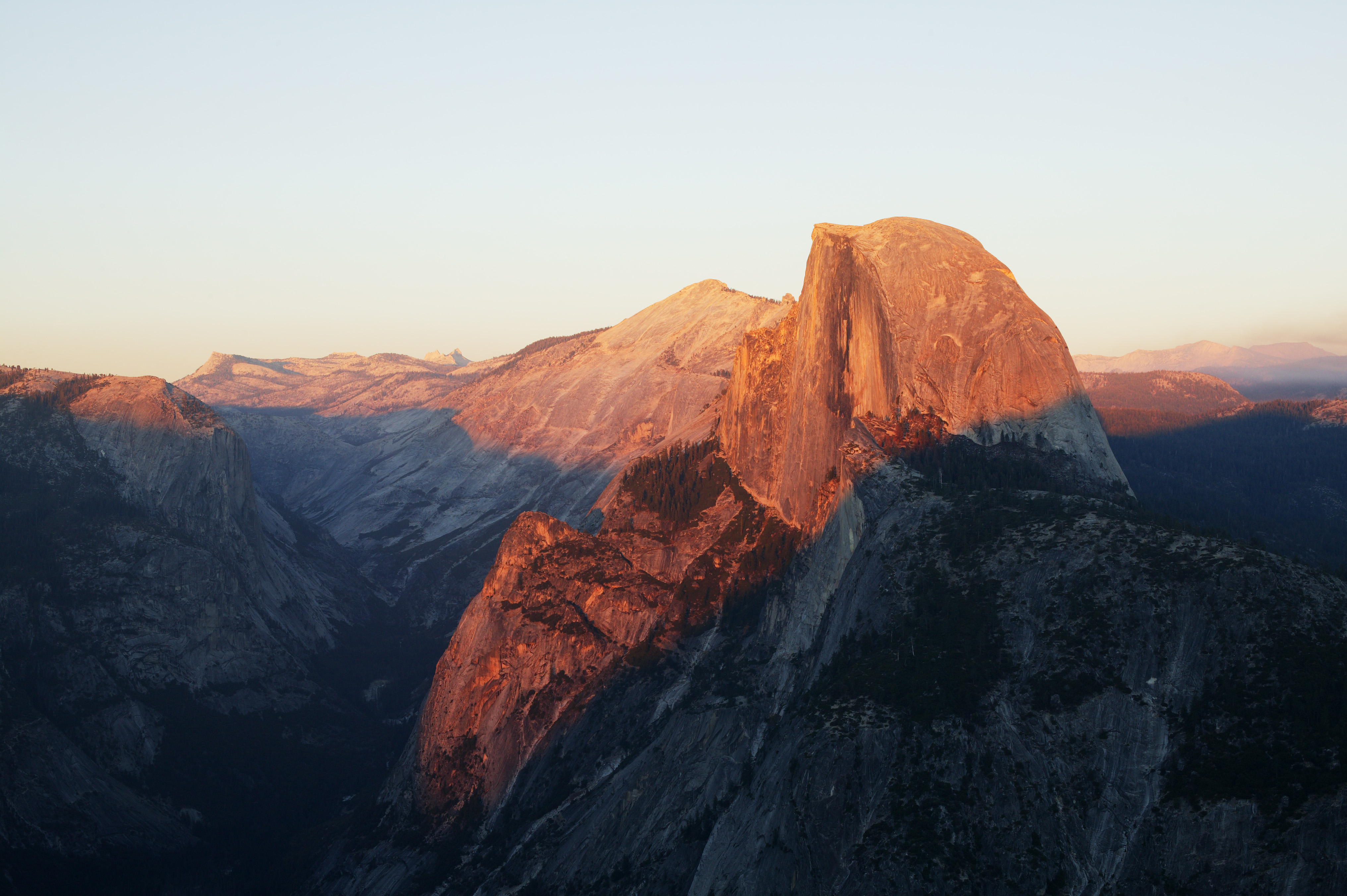 photo,material,free,landscape,picture,stock photo,Creative Commons,Half Dome that burns in red, At dark, Granite, forest, cliff