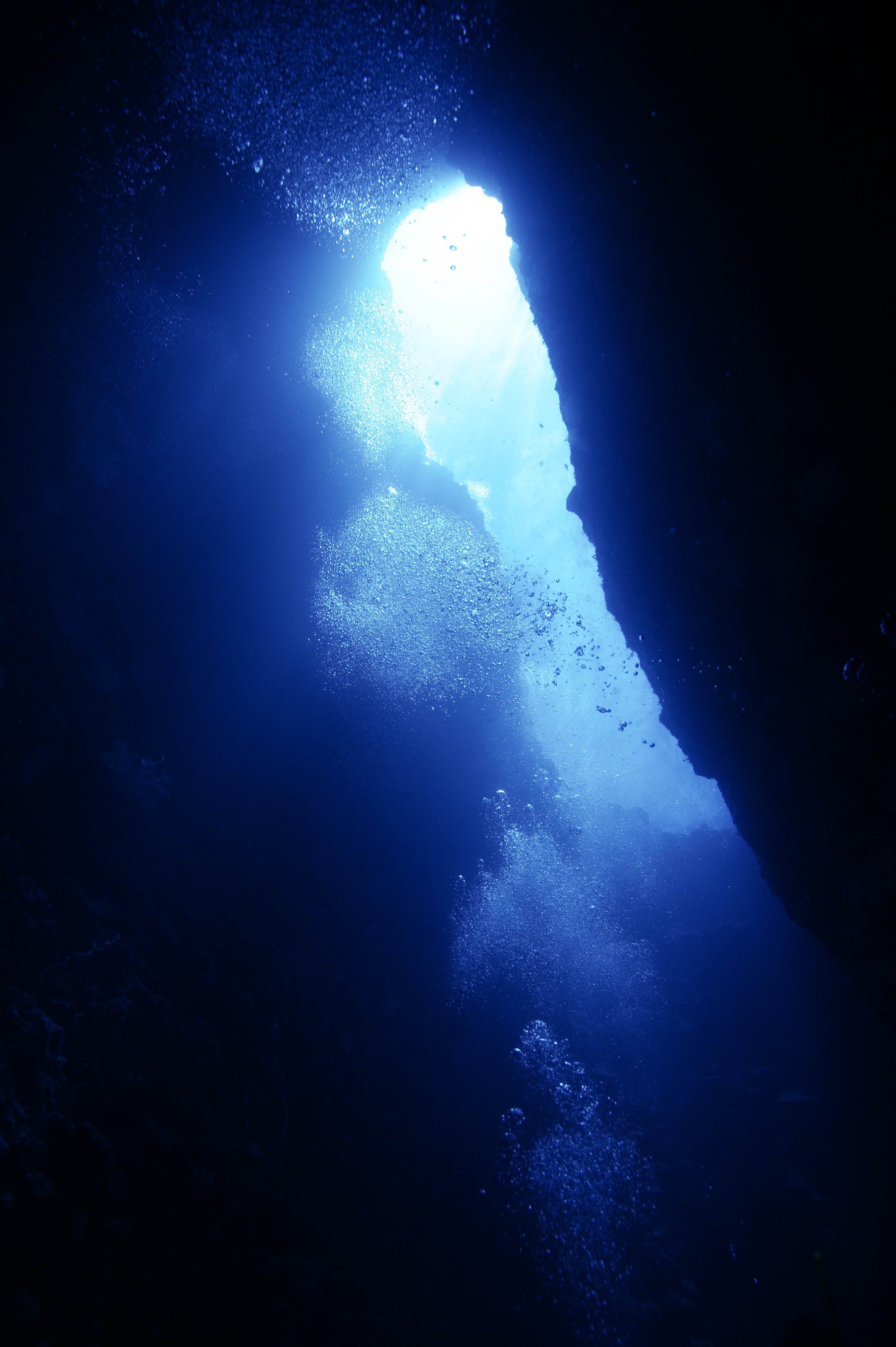 photo,material,free,landscape,picture,stock photo,Creative Commons,Go into an underwater cave, cave, bubble, Blue, In the sea