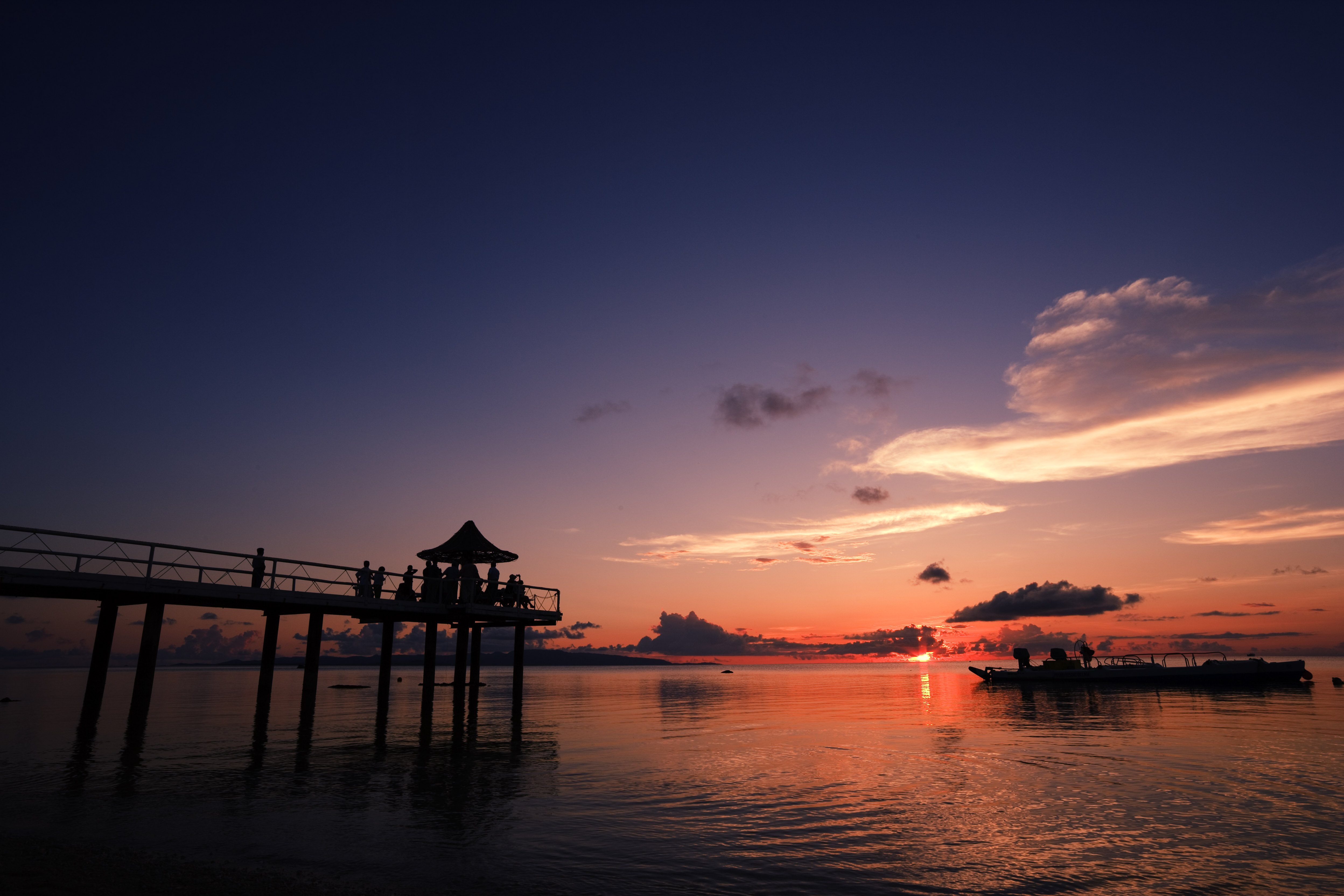 fotografia, material, livra, ajardine, imagine, proveja fotografia,Crepsculo de ilha de Ishigaki-jima, barcaa, isqueiro, O sol, silhueta