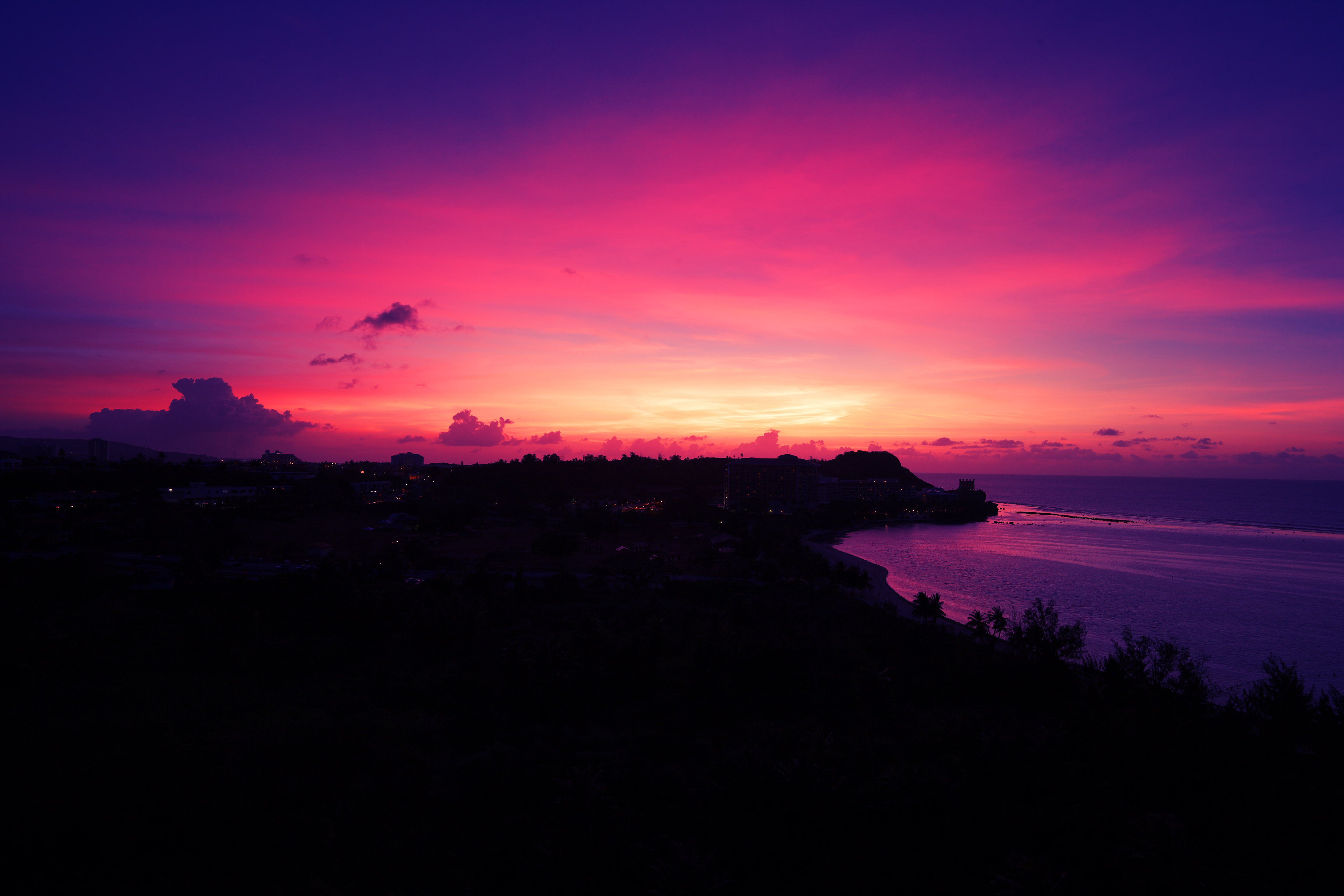 foto,tela,gratis,paisaje,fotografa,idea,Anochecer de Guam, Isla de sur, Centro vacacional, De noche, Nube