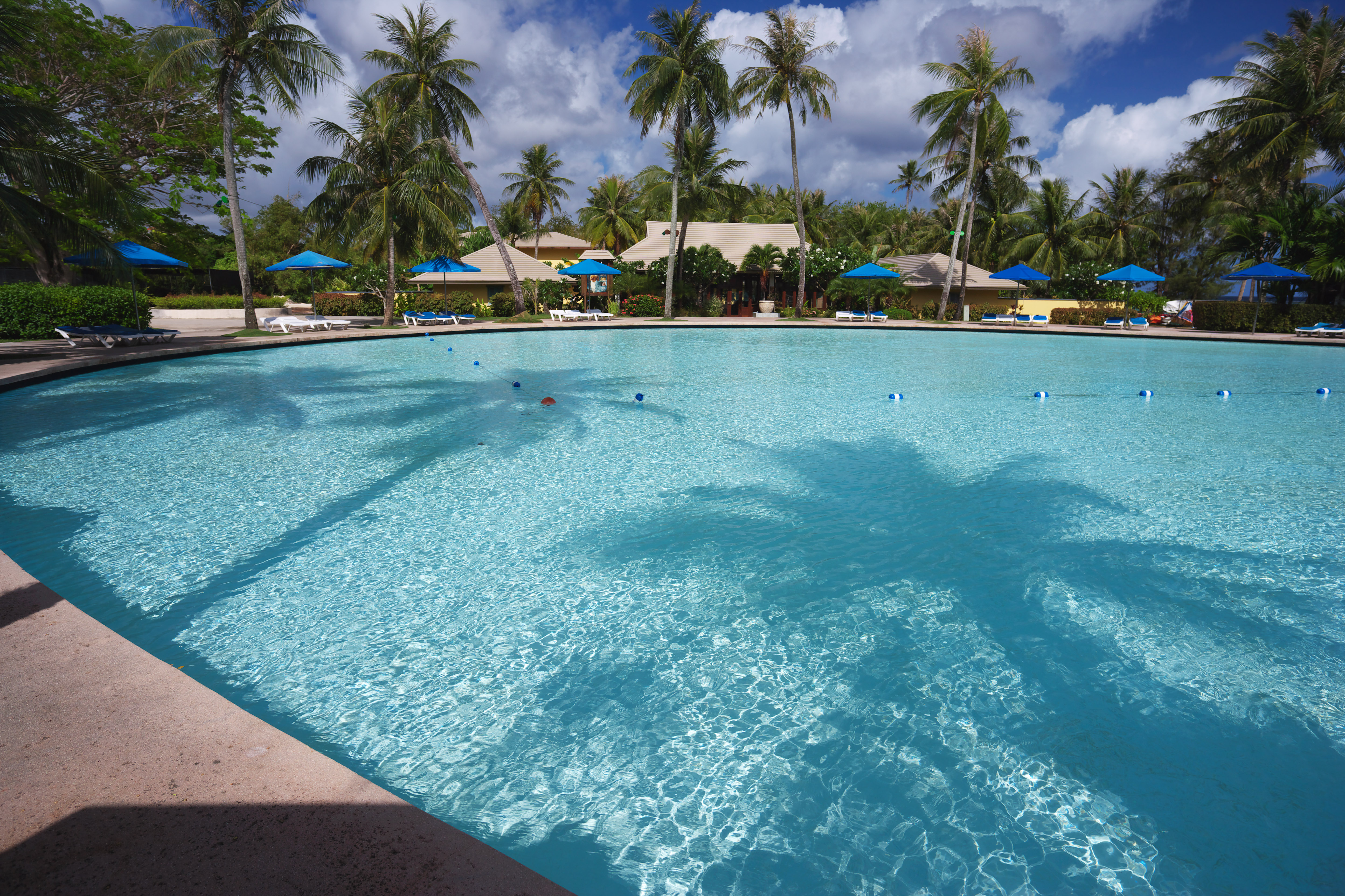 photo,material,free,landscape,picture,stock photo,Creative Commons,A resort beach side, south island, resort, swimming pool, parasol