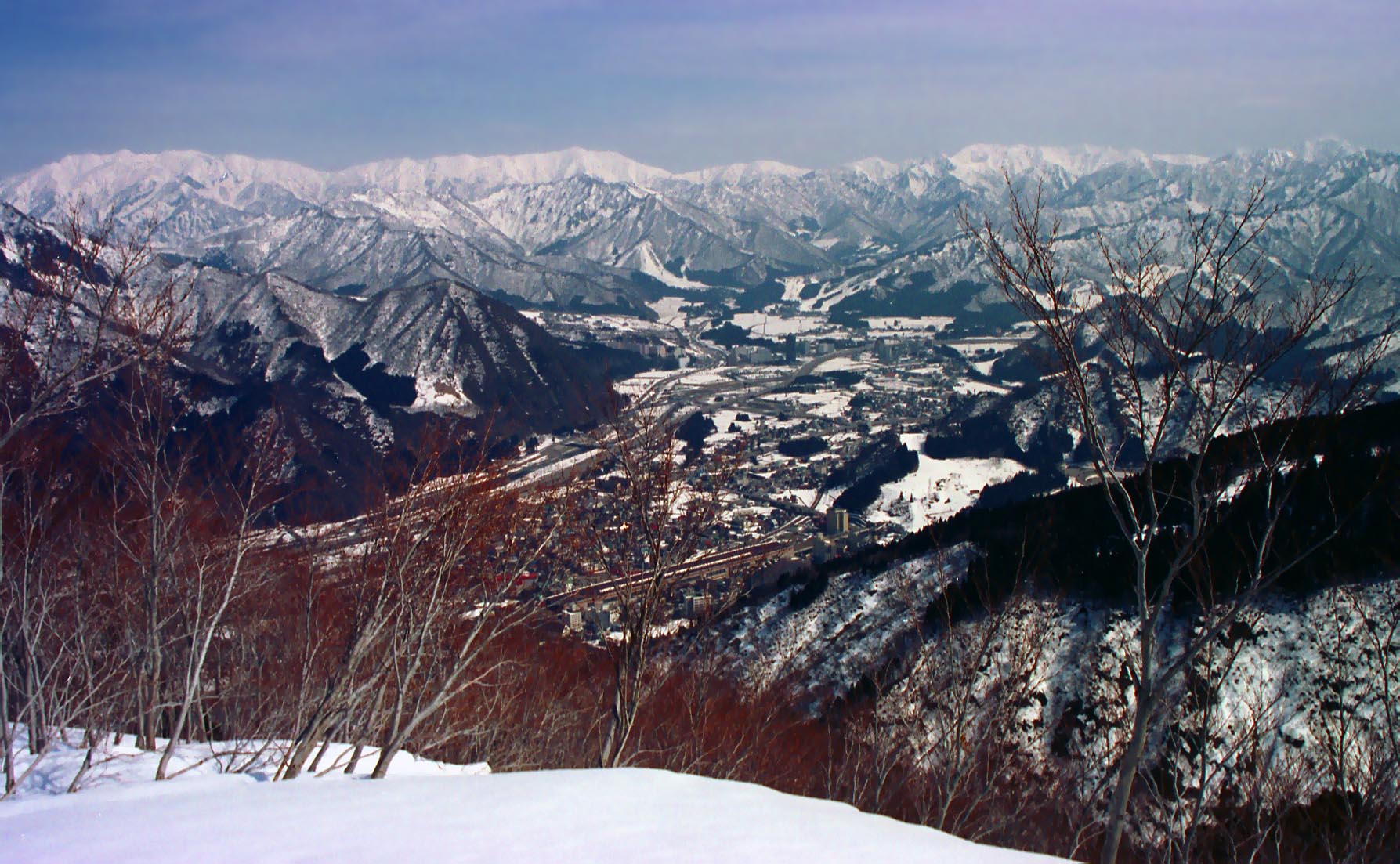 fotografia, material, livra, ajardine, imagine, proveja fotografia,Viso panormica de Echigo Yuzawa, neve, montanha, rvore, 