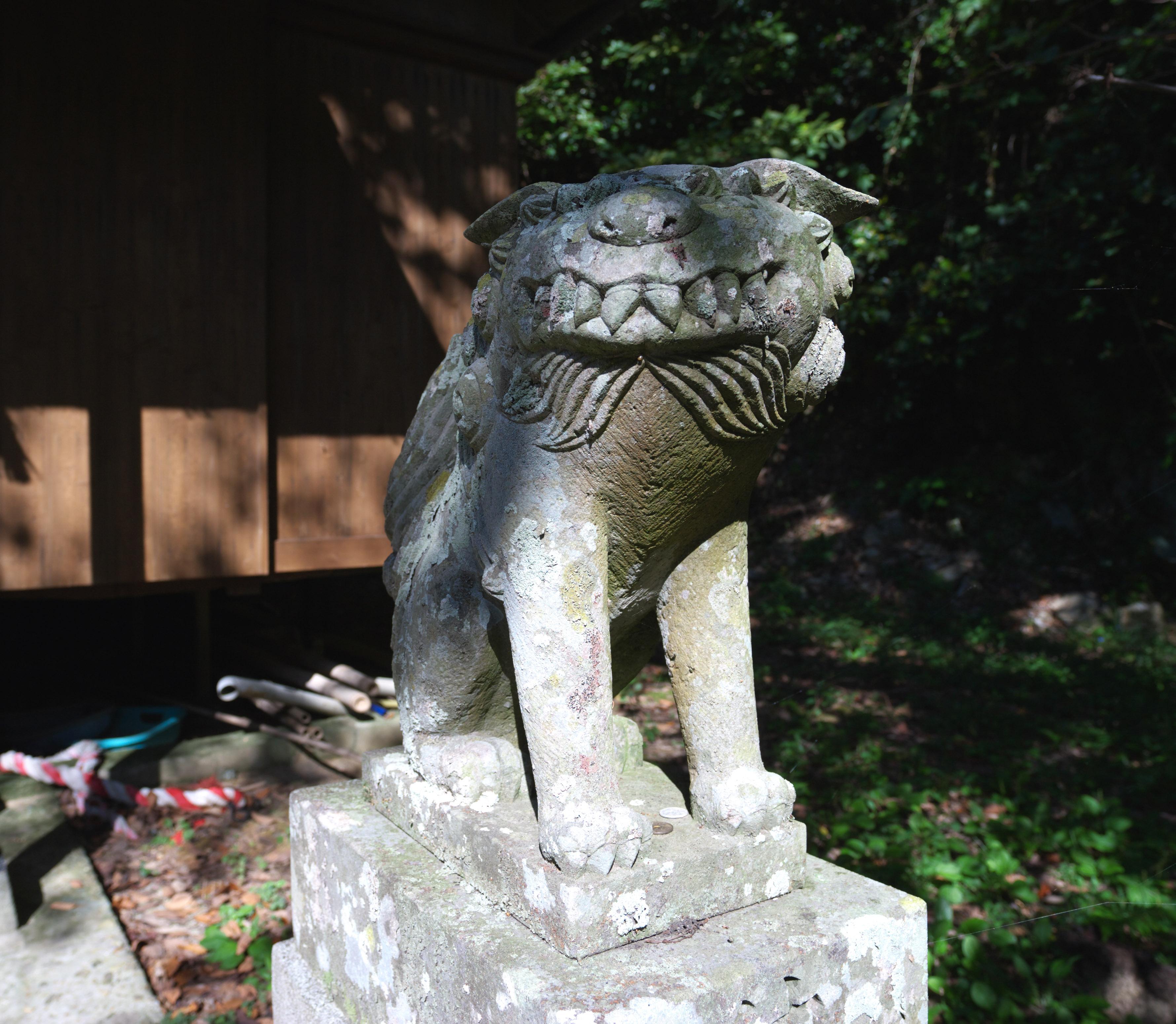 photo,material,free,landscape,picture,stock photo,Creative Commons,A pair of stone guardian dogs of Goto, pair of stone guardian dogs, top dog, Shinto shrine, Shinto