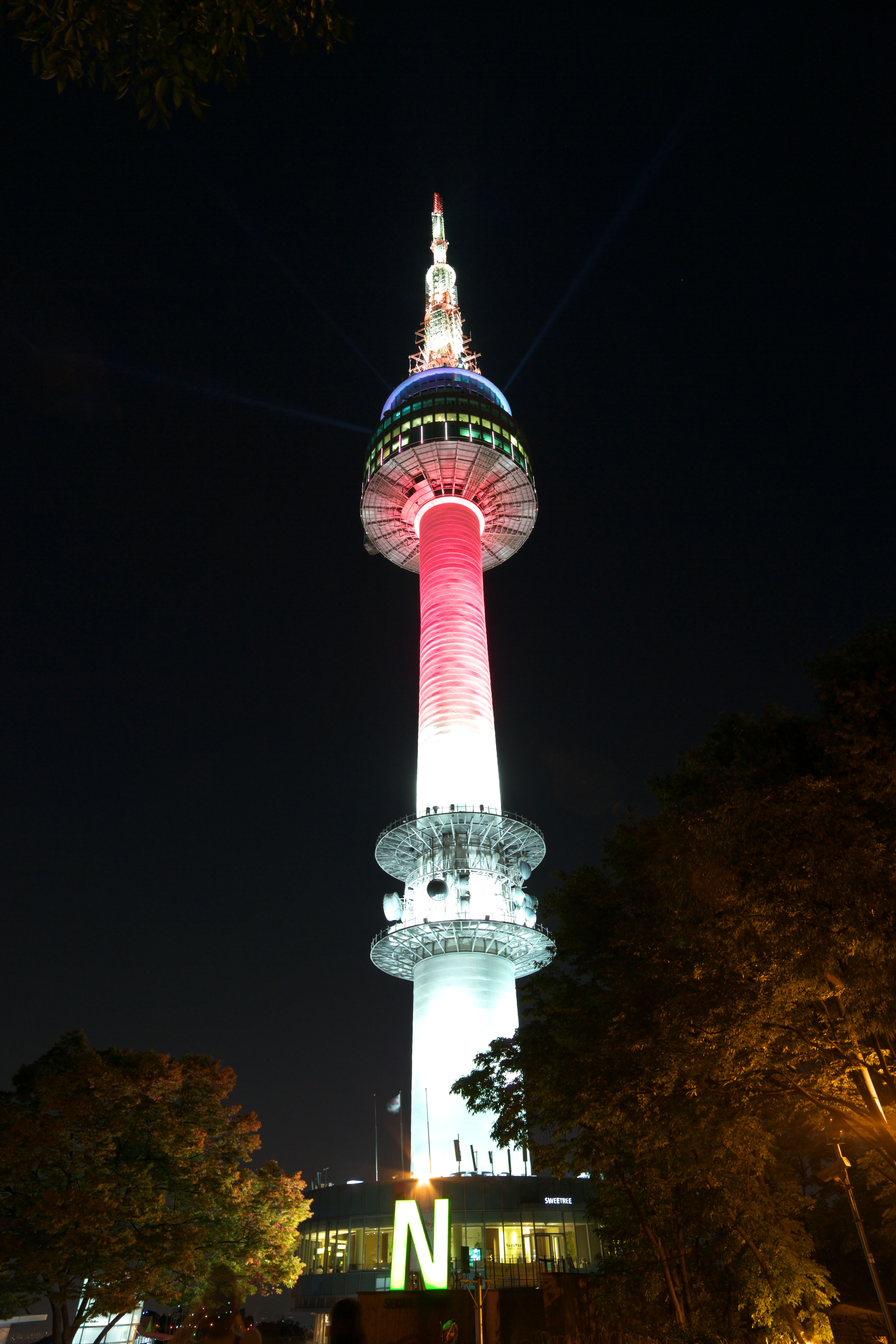 fotografia, materiale, libero il panorama, dipinga, fotografia di scorta,N Seoul la torre, Una torre di onda elettrica, N Seoul la torre, vista serale, Rosso