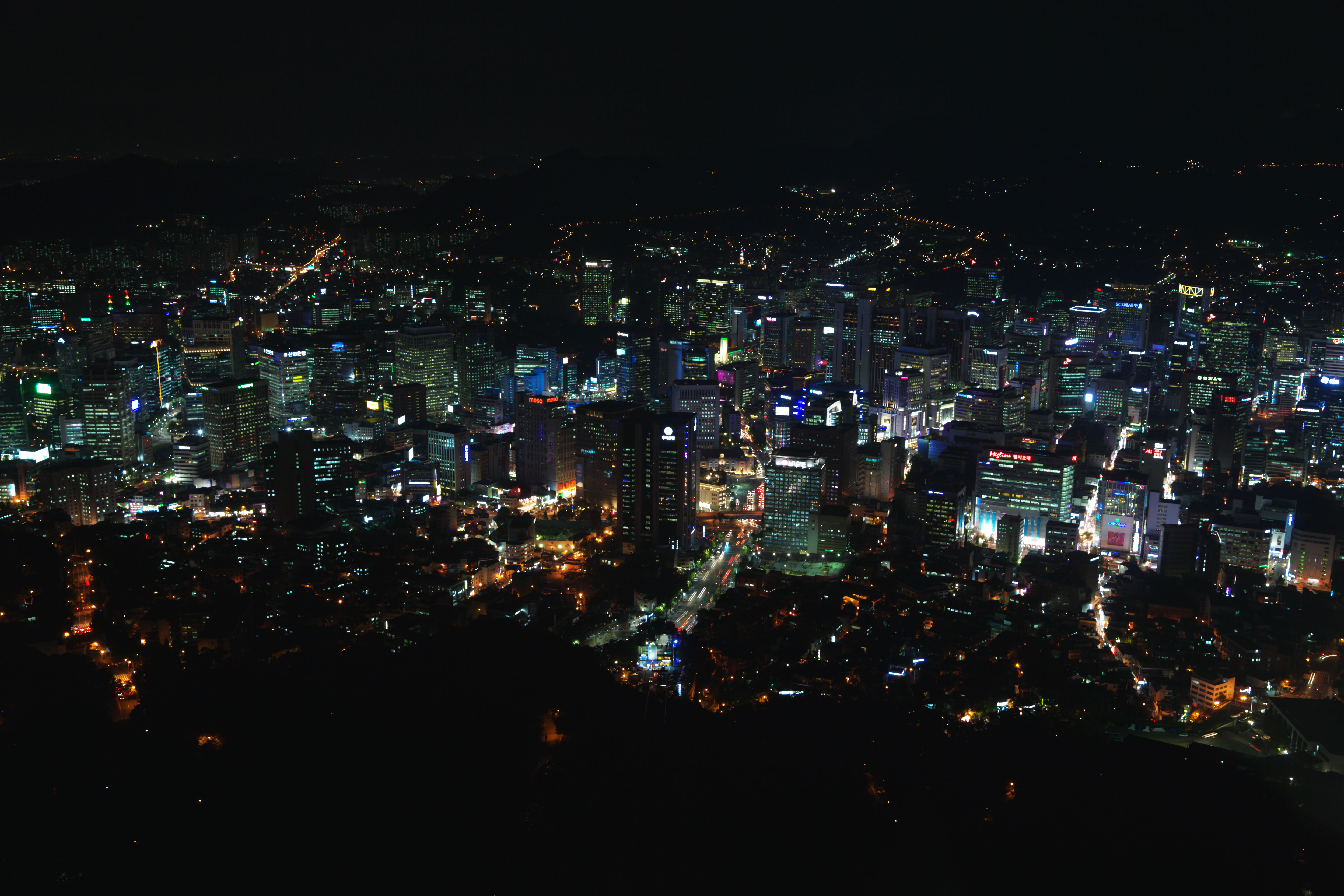 foto,tela,gratis,paisaje,fotografa,idea,Una vista de noche de Myondong, Myondong, En el centro, Ciudad, Nen