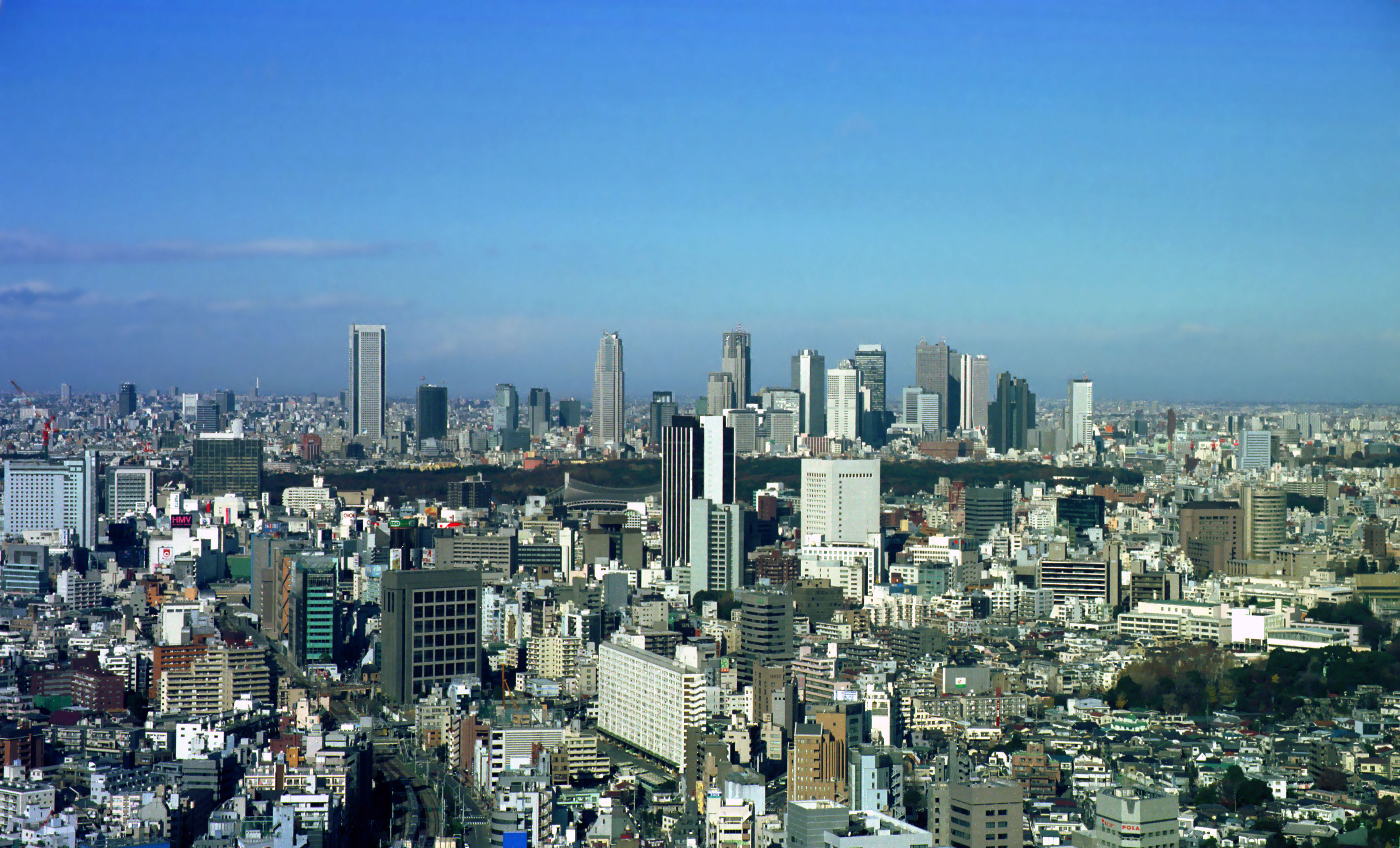fotografia, material, livra, ajardine, imagine, proveja fotografia,Cena de Tquio, construindo, cidade, cu azul, 