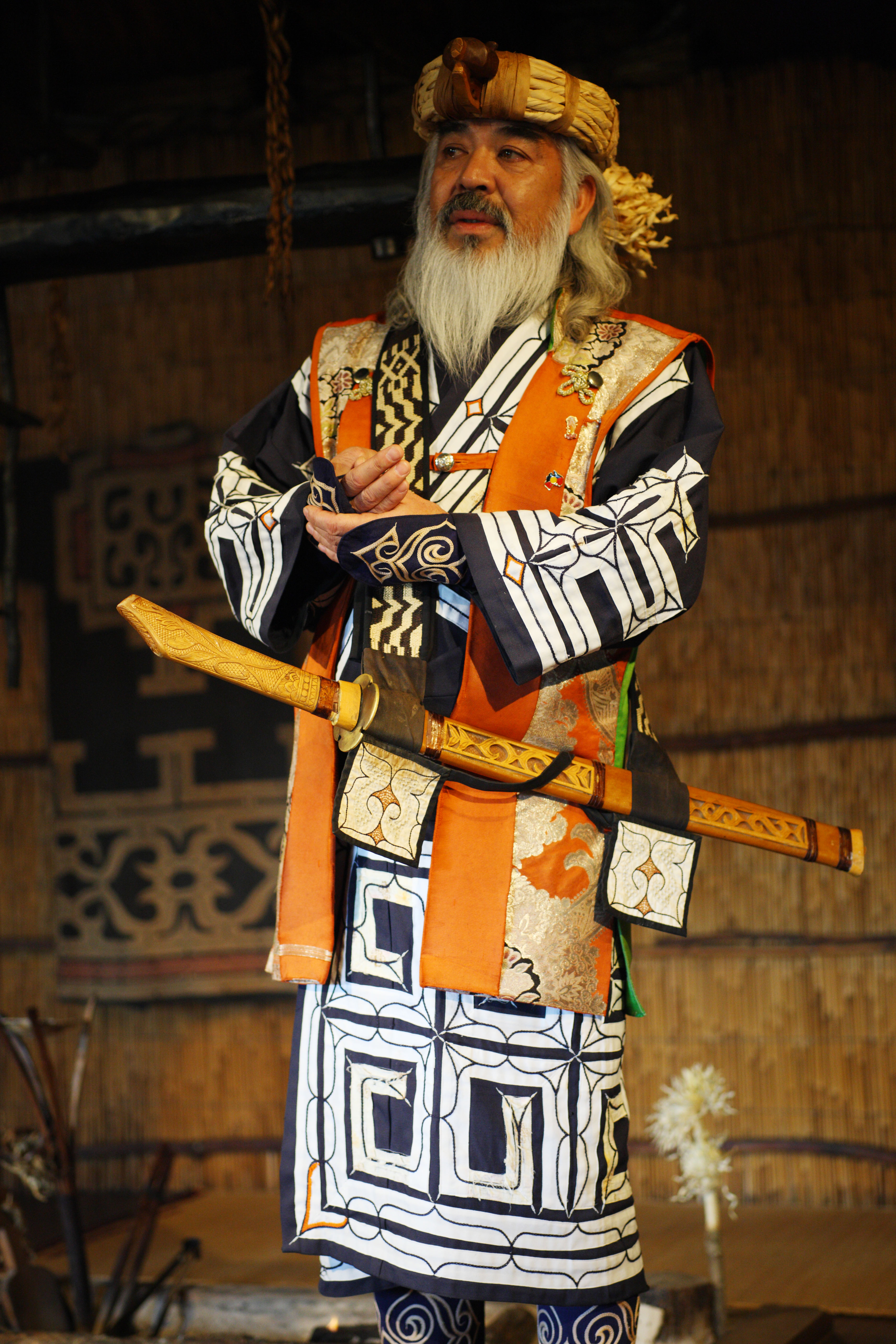 Foto, materiell, befreit, Landschaft, Bild, hat Foto auf Lager,Das Volkskostm von Ainu, Muster, Jacke, Stickerei, Ainu