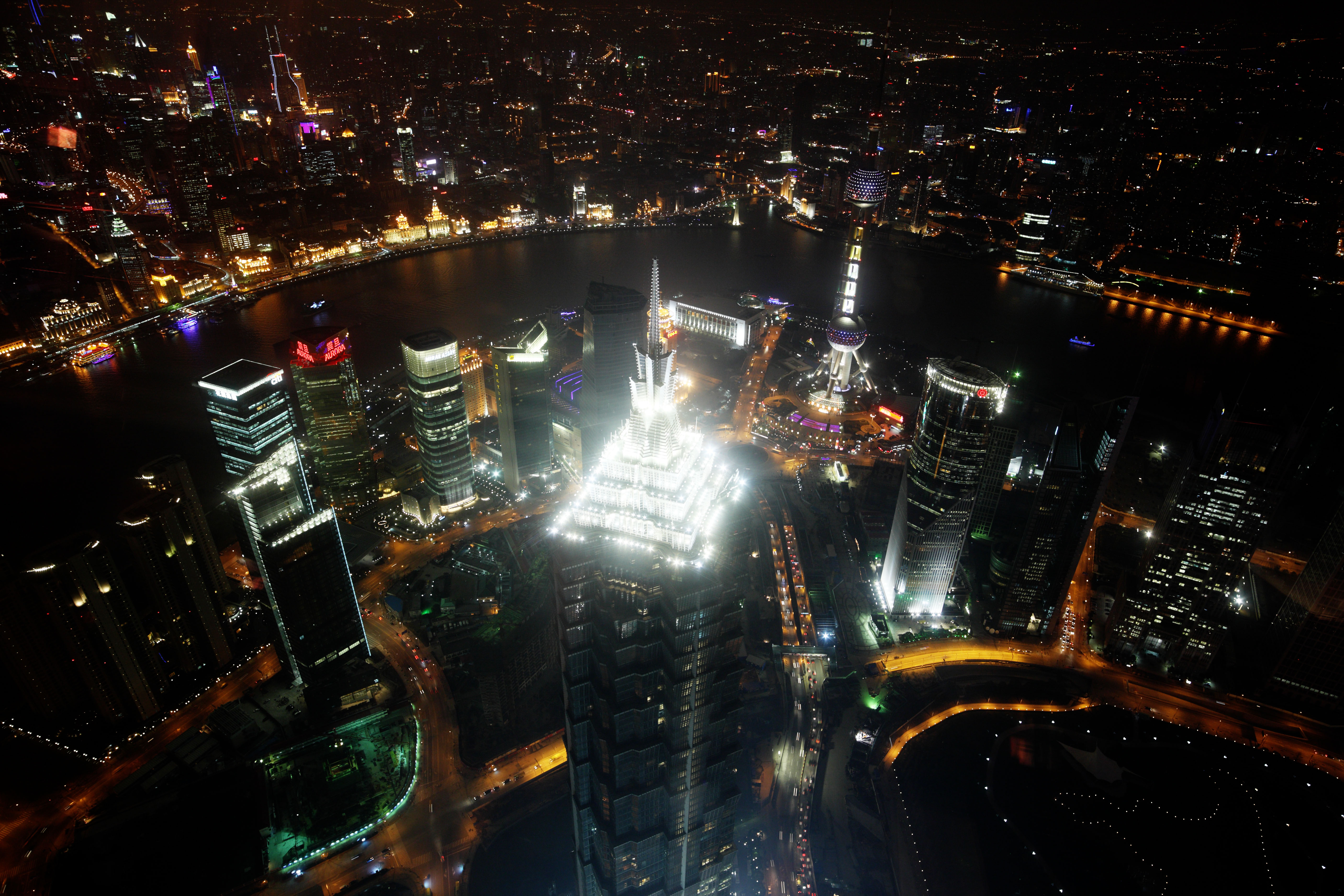 photo,material,free,landscape,picture,stock photo,Creative Commons,A night view of Shanghai, Shanghai, World Financial Center, observatory, night