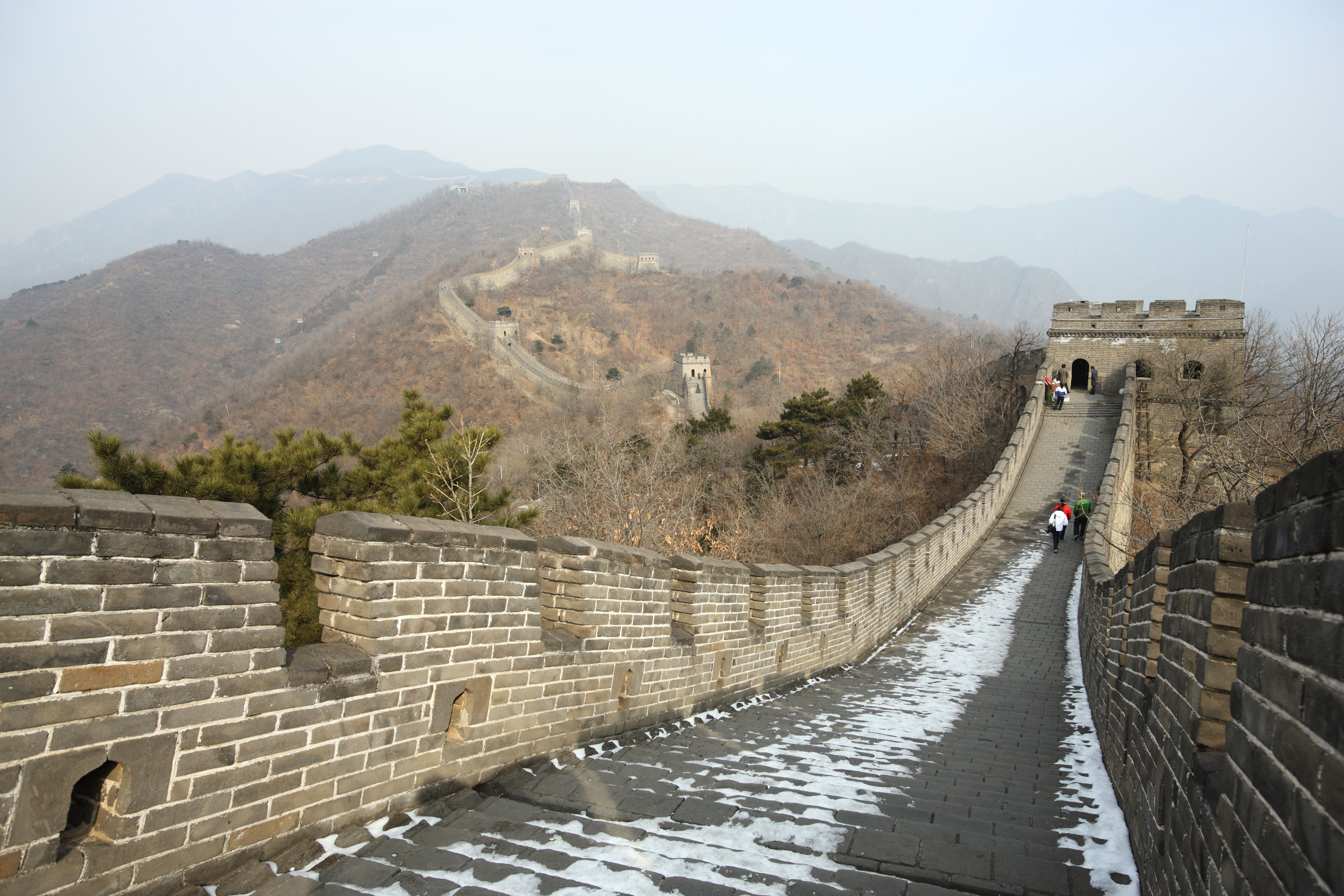 Foto, materieel, vrij, landschap, schilderstuk, bevoorraden foto,Grote Muur van China heel uitzicht, Kasteel muur, Uitkijk op een kasteel, De Hsiung-nu, 