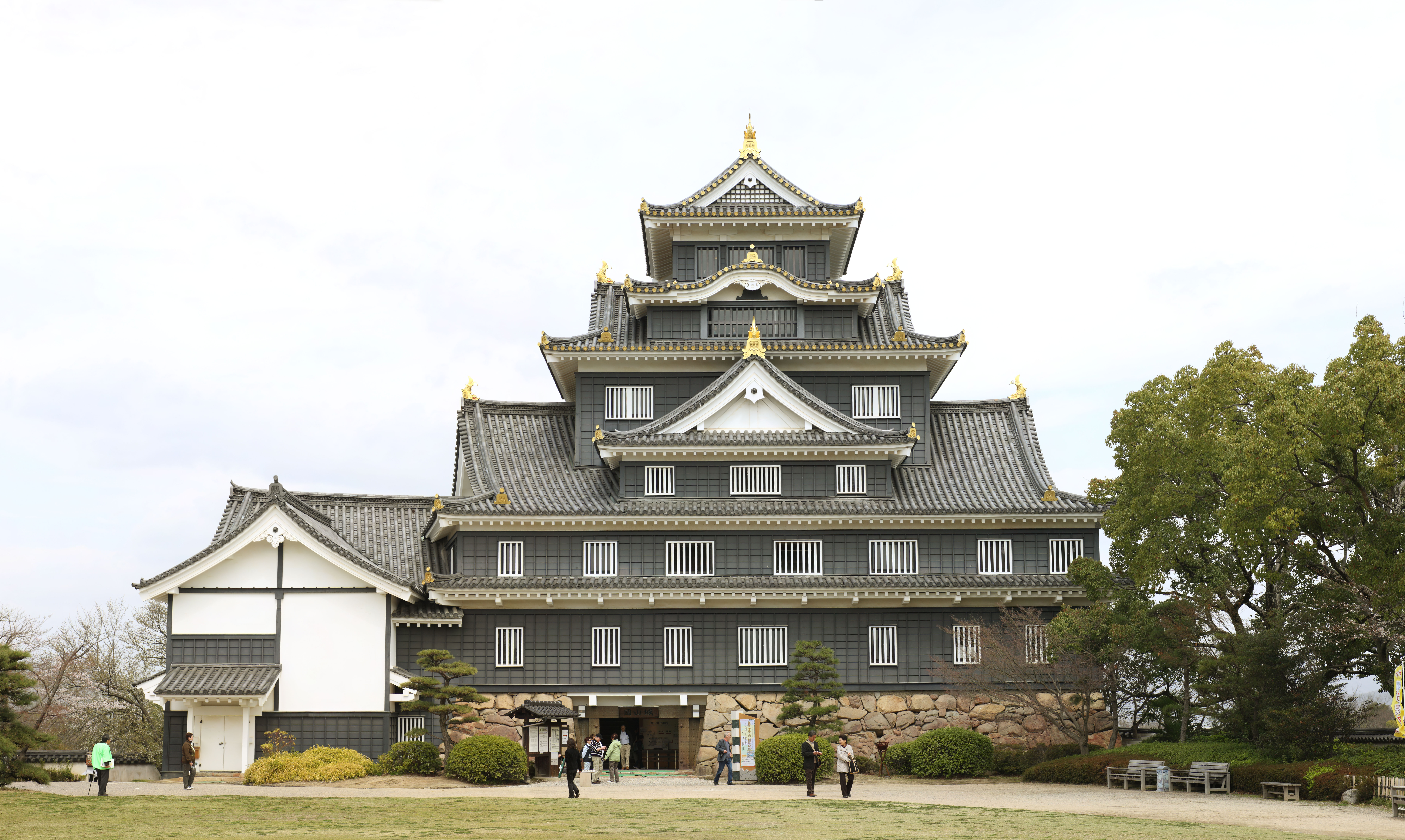 Foto, materiell, befreit, Landschaft, Bild, hat Foto auf Lager,Okayama-jo Burg, Burg, Der Burgturm, Krhen Sie Burg, 