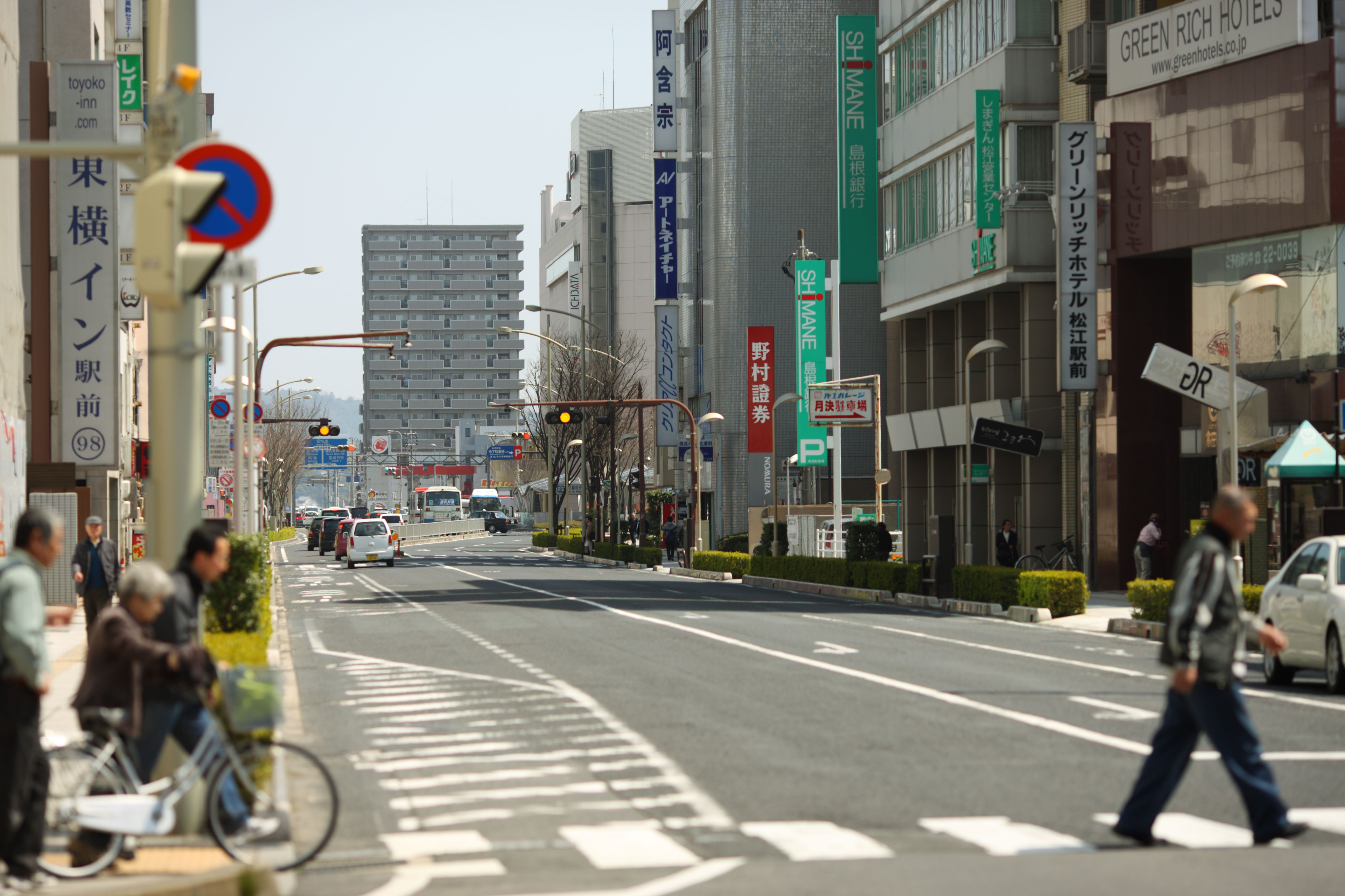 photo,material,free,landscape,picture,stock photo,Creative Commons,The Matsue city, pedestrian crossing, Asphalt, road, white line