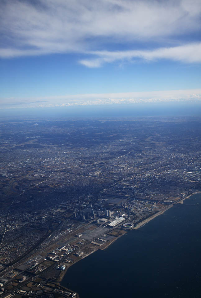 fotografia, materiale, libero il panorama, dipinga, fotografia di scorta,Il cielo di Chiba, costruendo, citt, fabbrica, cielo blu