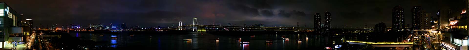 fotografia, materiale, libero il panorama, dipinga, fotografia di scorta,Tokio vista serale da Odaiba, Ponte di arcobaleno, Baia di Tokio, barca di piacere, La spiaggia