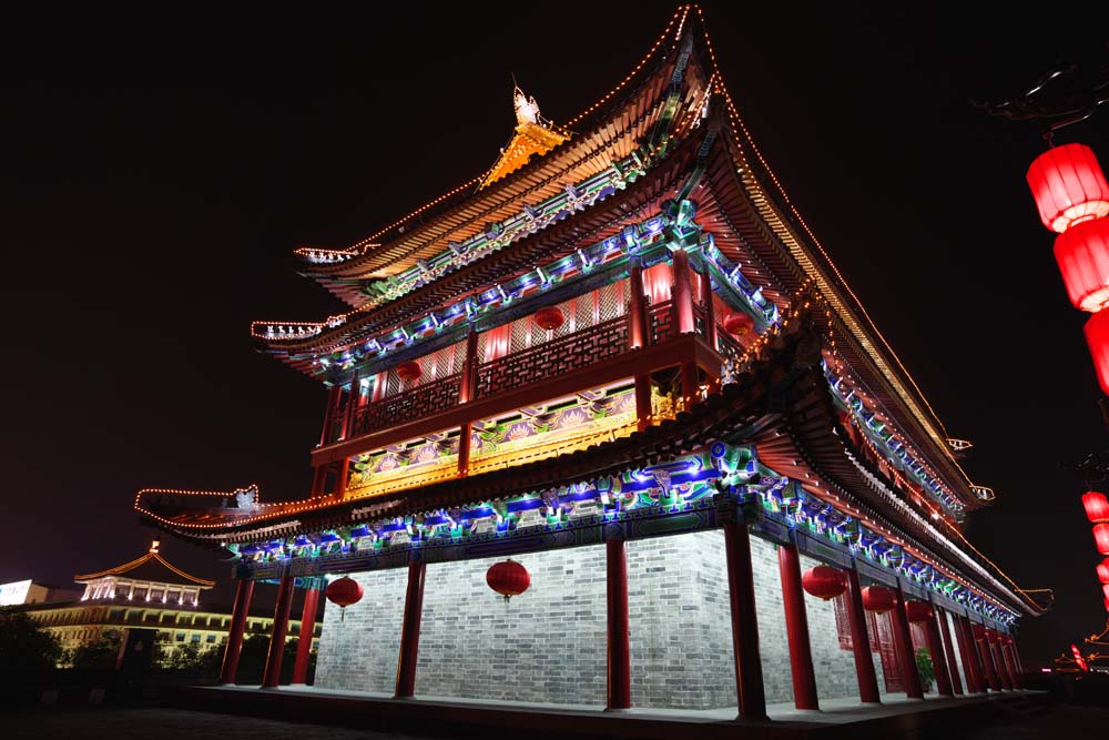 fotografia, material, livra, ajardine, imagine, proveja fotografia,O porto de Einei, Chang'an, porto de castelo, tijolo, Eu ilumino isto