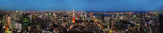Foto, materiell, befreit, Landschaft, Bild, hat Foto auf Lager,Dmmerung von Tokyo, Tokyo-Turm, Das Bauen von Gruppe, Das Stadtzentrumsgebiet, Hochhaus