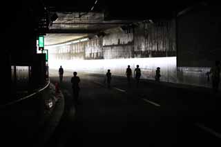 fotografia, materiale, libero il panorama, dipinga, fotografia di scorta,Il tunnel dell'autostrada Metropolitana, tunnel, strada pubblica, Un'uscita, angolo
