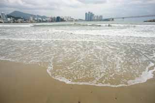 photo, la matire, libre, amnage, dcrivez, photo de la rserve,Pusan Guangan village, vague, plage sablonneuse, construire, La mer