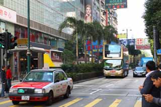 Foto, materiell, befreit, Landschaft, Bild, hat Foto auf Lager,Hongkong zufolge, Auto, Taxi, Gebude, Doppeldecker