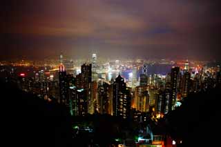 photo, la matire, libre, amnage, dcrivez, photo de la rserve,Une vue de la nuit de 1 million dollars, Victoria sommet, Mt. Taihei, le de Hong-Kong, Neuf dragons