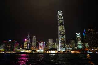 Foto, materiell, befreit, Landschaft, Bild, hat Foto auf Lager,Die Nachtsicht von Hongkong, Wolkenkratzer, Gebude, Neon, Nachtsicht