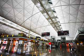 fotografia, material, livra, ajardine, imagine, proveja fotografia,Hong Kong aeroporto internacional, pilar, telhado, Um avio, 