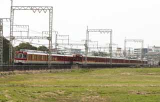 fotografia, materiale, libero il panorama, dipinga, fotografia di scorta,Kintetsu, treno, ferrovia, pista, in alto il filo