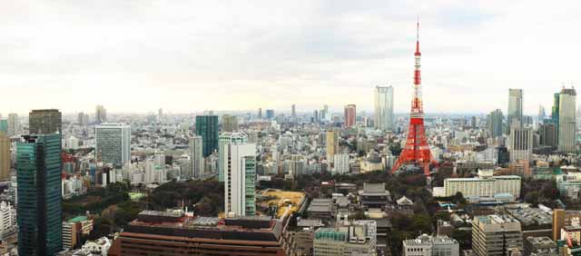 fotografia, materiale, libero il panorama, dipinga, fotografia di scorta,Panorama di Tokio, costruendo, L'area del centro, Torre di Tokio, Toranomon