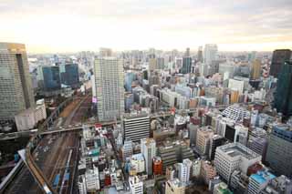 fotografia, material, livra, ajardine, imagine, proveja fotografia,Panorama de Tquio, construindo, A rea de centro da cidade, Tamachi, rasto