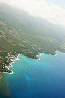 Foto, materieel, vrij, landschap, schilderstuk, bevoorraden foto,Hawaii Eiland luchtfotografie, Blauw, Vakantieoord, Strand, 