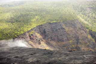 fotografia, materiale, libero il panorama, dipinga, fotografia di scorta,Isola di Hawaii fotografia aerea, Lavico, Il cratere, rompa nella terra, fuoco di foresta