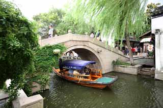 Foto, materiell, befreit, Landschaft, Bild, hat Foto auf Lager,Zhouzhuang Blue Dragon Bridge, , , , 