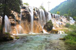 Foto, materiell, befreit, Landschaft, Bild, hat Foto auf Lager,Jiuzhaigou Chintamanada Wasserfall, , , , 