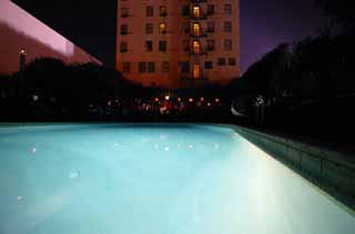 photo,material,free,landscape,picture,stock photo,Creative Commons,Night swimming pool, pool, blue, water, Los Angeles
