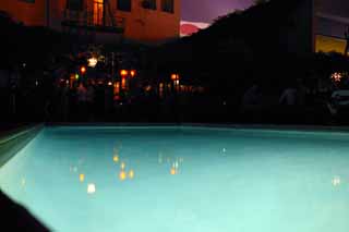photo,material,free,landscape,picture,stock photo,Creative Commons,Night swimming pool, pool, blue, water, Los Angeles