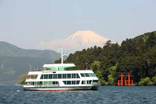 Foto, materiell, befreit, Landschaft, Bild, hat Foto auf Lager,Auf dem See Ashi und Mount Fuji, , , , 