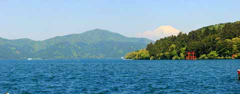 Foto, materiell, befreit, Landschaft, Bild, hat Foto auf Lager,Auf dem See Ashi und das Fuji, , , , 