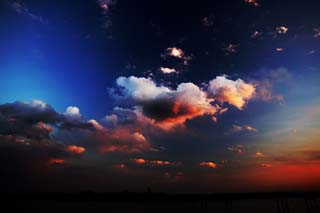 fotografia, materiale, libero il panorama, dipinga, fotografia di scorta,La nube che sta a galla ad Aya, nube, Il sole di setting, pianta di indaco naturale, Alla buio