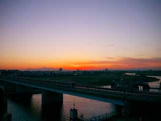 photo,material,free,landscape,picture,stock photo,Creative Commons,The Tamagawa dusk, , , , 