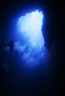 photo,material,free,landscape,picture,stock photo,Creative Commons,Gleam of a blue hall, cave, DIVING, The sea, underwater photograph