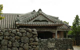 fotografia, material, livra, ajardine, imagine, proveja fotografia,Uma casa privada de Yaeyama, Ishigaki, Yaeyama, telhado, A entrada