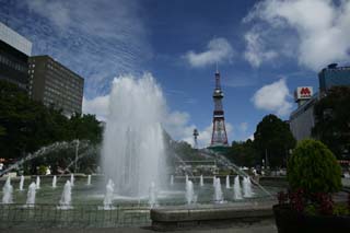 fotografia, materiale, libero il panorama, dipinga, fotografia di scorta, un parco secondo l'Universit di Sapporo, fontana, torre, facendo il turista macchia, Sapporo