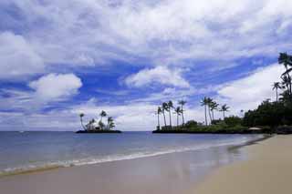 Foto, materiell, befreit, Landschaft, Bild, hat Foto auf Lager,Ein hawaiianischer Strand, Strand, sandiger Strand, blauer Himmel, Lasi