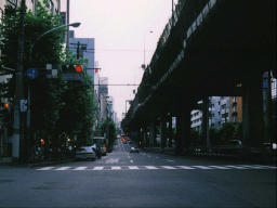 fotografia, materiale, libero il panorama, dipinga, fotografia di scorta,Aoyama Strada 6:00 p.m., autostrada, semaforo, , 
