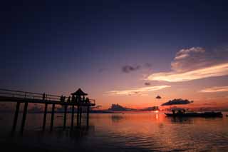 Foto, materieel, vrij, landschap, schilderstuk, bevoorraden foto,Schemering van Ishigaki-jima Eiland, Ark, Helderder, De zon, Silhouette