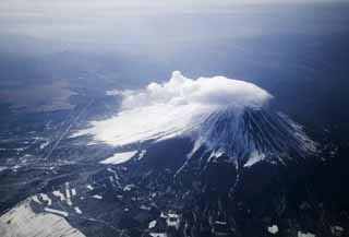 Foto, materieel, vrij, landschap, schilderstuk, bevoorraden foto,Mt. Fuji, Mt. Fuji, Bijzonderheid, Antenne foto, De besneeuwde bergen
