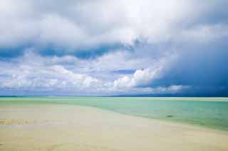 Foto, materiell, befreit, Landschaft, Bild, hat Foto auf Lager,Ein sdlicher Landstrand, sandiger Strand, blauer Himmel, Strand, Wolke